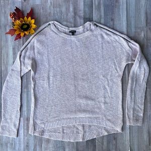 Express Oversized Pink Knit Cold Shoulder Zip Sweater